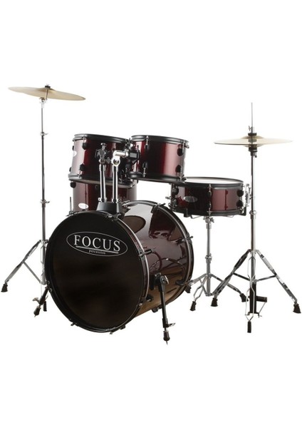 FCP0803-WR 5 Parça (20B/10T/12T/14F/14S) Aksamlı Zilli Bordo Akustik Davul Seti