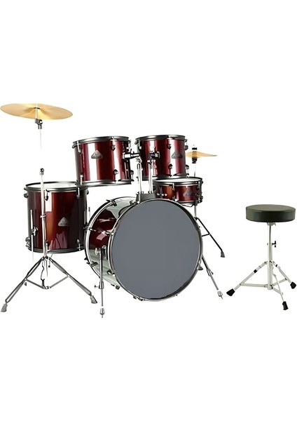 FCP0803-WR 5 Parça (20B/10T/12T/14F/14S) Aksamlı Zilli Bordo Akustik Davul Seti fırsatları