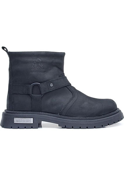 Gerçek Kürklü Hakiki Deri Siyah Nubuk Metal Detaylı Fermuarlı Çocuk Bot fiyatları