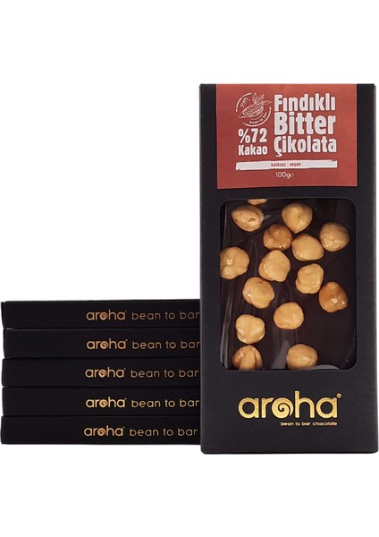 Altılı Avantaj Paket. %72 Kakao Fındıklı Bitter Çikolata 100 g x 6 Adet
