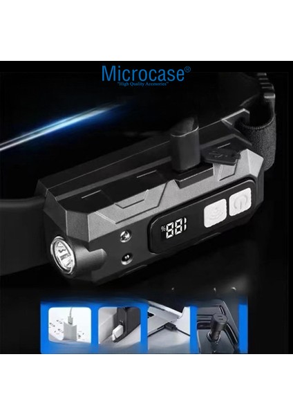 Su Geçirmez Hareket Sensörlü USB Şarjlı LED Kafa Feneri 2 Şerit LED - AL5222