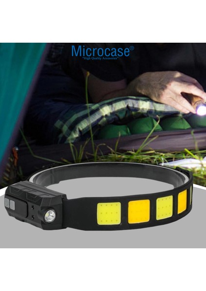 Su Geçirmez Hareket Sensörlü USB Şarjlı LED Kafa Feneri 2 Şerit LED - AL5222