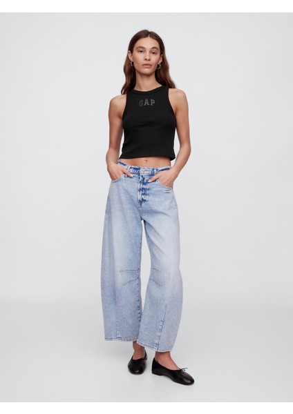 Kadın Siyah Gap Logo Crop Atlet fırsatları