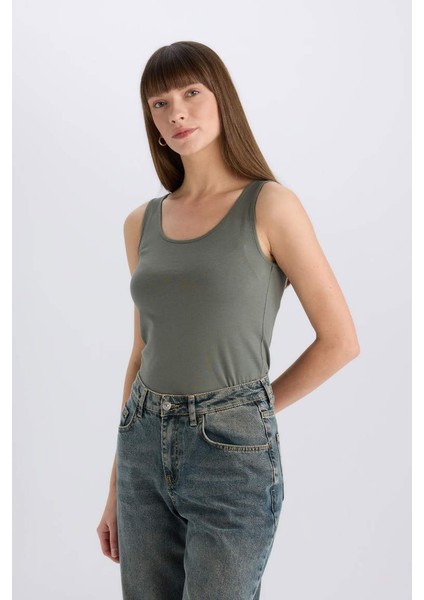 Yeni Sezon slim Fit Dar Kesim U Yaka Basic Düz Atlet