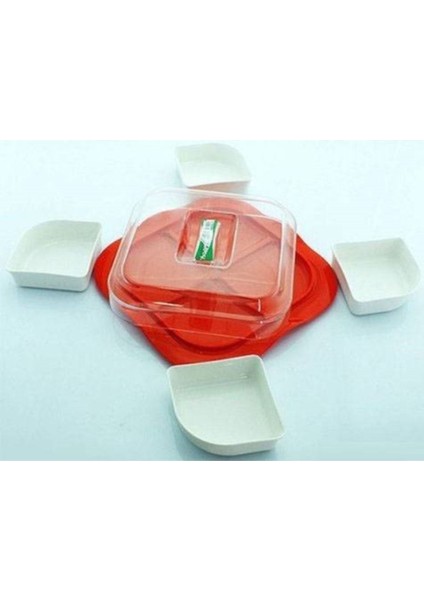 4 Kaseli Kahvaltılık Seti, Plastik Reçel, Bal, Kaymak Servis Takımı, Ekru renk