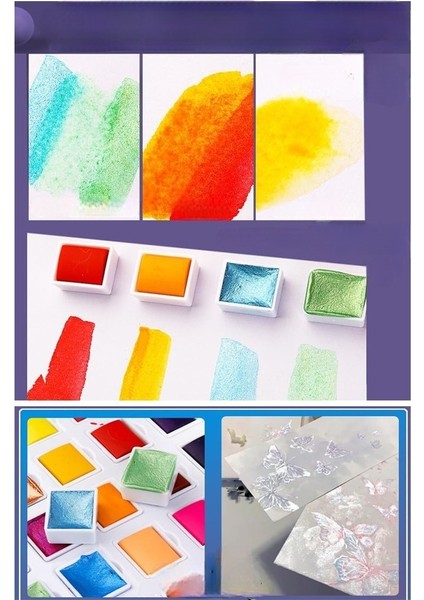 Tablet Sulu Boya 48 Renk Teneke Kutu 1 Paket 48 Li Taş Sulu Boya Çıkarılabilir Tablet Suluboya Resim Hobi Sanat modelleri
