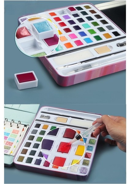 Tablet Sulu Boya 48 Renk Teneke Kutu 1 Paket 48 Li Taş Sulu Boya Çıkarılabilir Tablet Suluboya Resim Hobi Sanat fırsatları