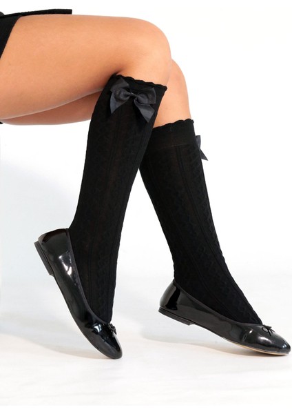 Dafne Fiyonklu Viskon Çocuk Dizaltı Çorap Siyah fiyatları