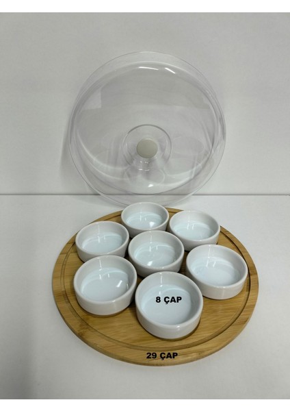 Beyaz bambu tepsi, kahvaltılık, çerezlik, sosluk, kapaklı, 29 cm, şık ve kullanışlı modelleri
