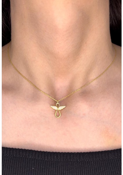 925 Ayar Gümüş Melek Kanat ve Sonsuzluk Kolye