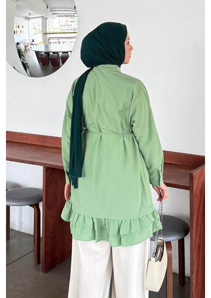 Fırfır Detaylı Tunik Yeşil