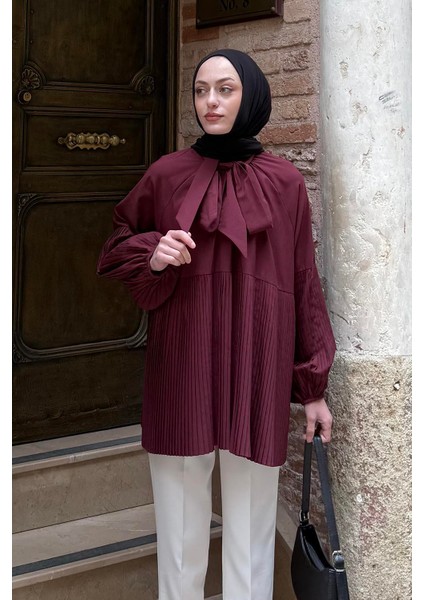 Bağlama Detaylı Tunik Bordo