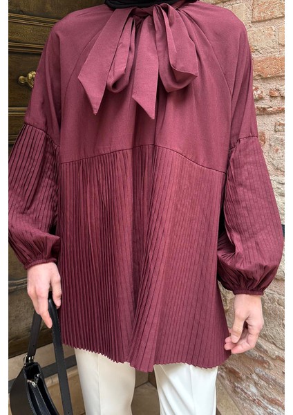 Bağlama Detaylı Tunik Bordo