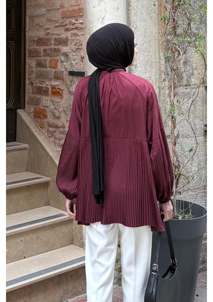 Bağlama Detaylı Tunik Bordo