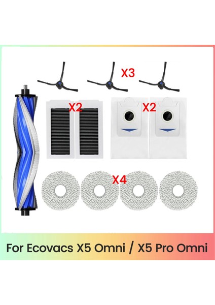 Ecovacs Deebot X5 Omnı / X5 Pro Omnı Robot Süpürge Yedek Parçaları Için 12 Adet Ana Yan Fırça Filtresi Paspas Pedi Toz Torbası (Yurt Dışından)