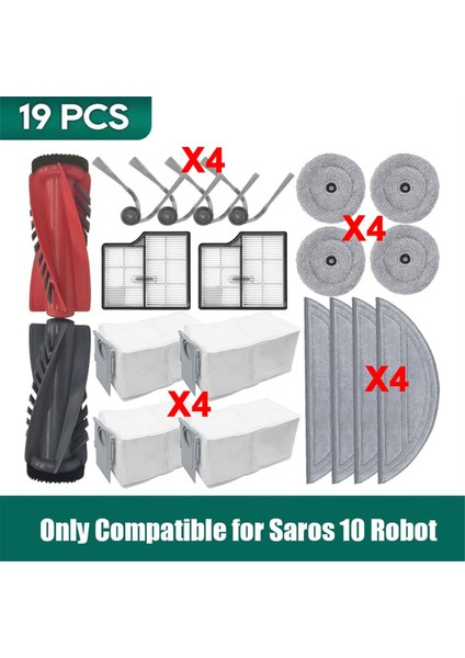 Roborock Saros 10 /roborock S9 Maxv Ultra Vakum Aksesuarları Parçaları Ana Silindir Yan Fırça Filtre Paspas Bezi Toz Torbası (Yurt Dışından)