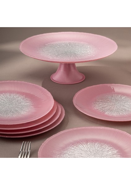 Pastel 7 Parça Cam Pasta / Tatlı Seti Pembe indirimleri