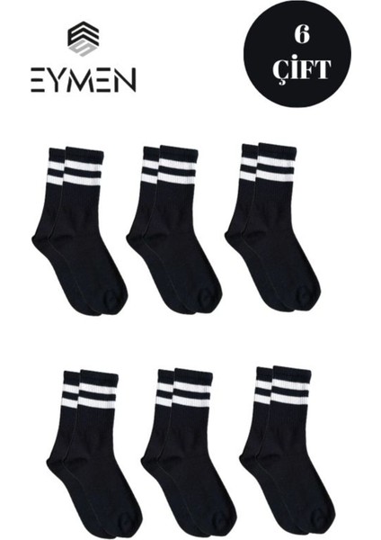 6'lı Ekonomik Uzun Kolej Çemberli Tenis Çorabı Siyah - Erkek Kadın Için Uygun modelleri