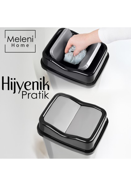 Çift Kapaklı Plastik Çöp Kovası - Ev Ofis Banyo Mutfak Çöp Kovası Gri 30 Litre fiyatları