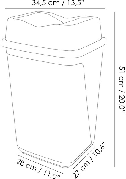 Çift Kapaklı Plastik Çöp Kovası - Ev Ofis Banyo Mutfak Çöp Kovası Gri 30 Litre indirimleri