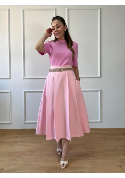 Pembe Vatkalı Basic Tshirt