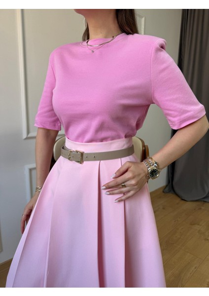 Pembe Vatkalı Basic Tshirt indirimleri