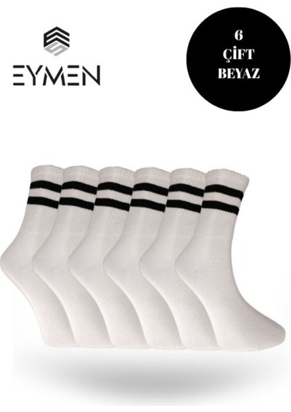 6'lı Ekonomik Uzun Kolej Çemberli Tenis Çorabı Beyaz - Erkek Kadın Için Uygun