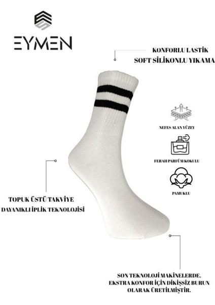 6'lı Ekonomik Uzun Kolej Çemberli Tenis Çorabı Beyaz - Erkek Kadın Için Uygun fiyatları