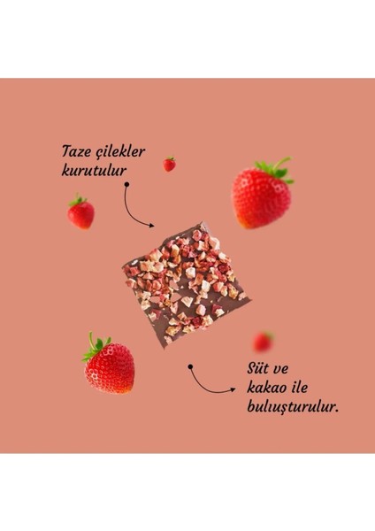 İkili Avantaj Paket. % 50 Kakao Çilekli Sütlü Çikolata 85 g x 2 Adet