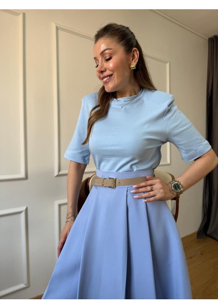 Mavi Vatkalı Basic Tshirt indirimleri