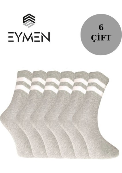 6'lı Ekonomik Uzun Kolej Çemberli Tenis Çorabı Gri - Erkek Kadın Için Uygun