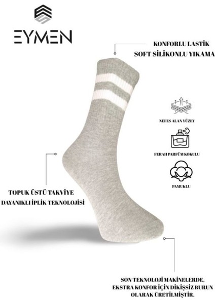 6'lı Ekonomik Uzun Kolej Çemberli Tenis Çorabı Gri - Erkek Kadın Için Uygun fiyatları