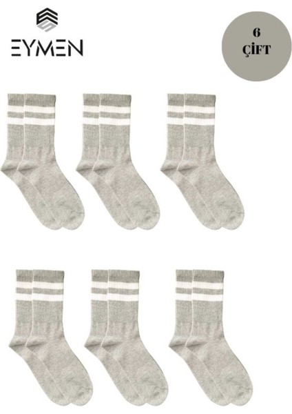 6'lı Ekonomik Uzun Kolej Çemberli Tenis Çorabı Gri - Erkek Kadın Için Uygun modelleri