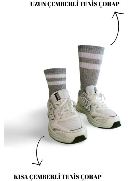 6'lı Ekonomik Uzun Kolej Çemberli Tenis Çorabı Gri - Erkek Kadın Için Uygun fırsatları
