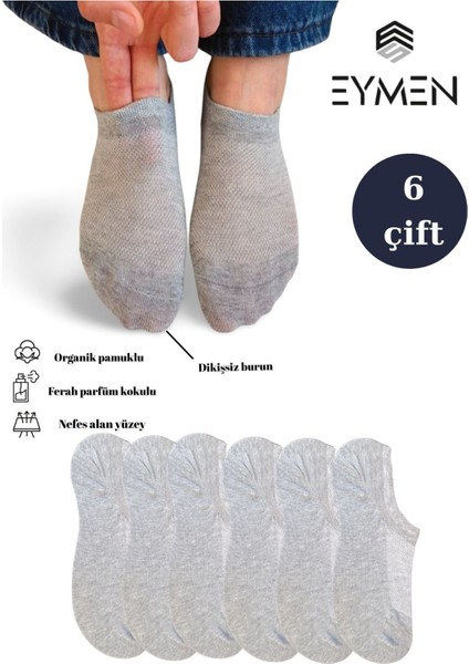 6 Çift Unisex Organik Pamuklu Dikişsiz Sneakers Çorap