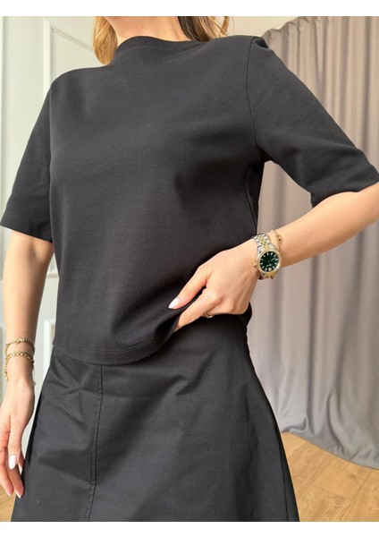 Siyah Vatkalı Tshirt