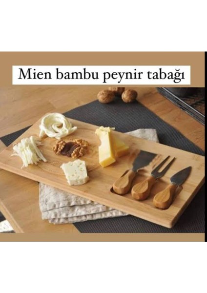 Ahşap Bambu Peynir Tabağı Seti, 4 Parça, Kahverengi, Şık ve Doğal Tasarım