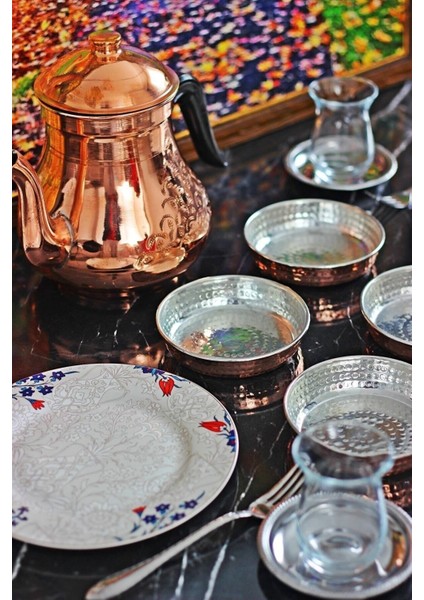 Gri 5'li bakır kahvaltılık ve meze kasesi seti, şık ve kullanışlı tasarım