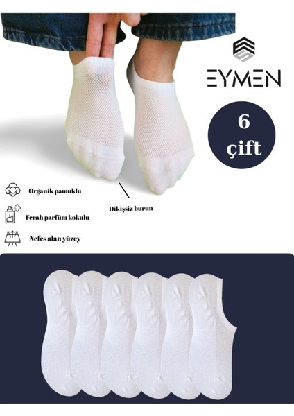 6 Çift Unisex Organik Pamuklu Dikişsiz Sneakers Çorap