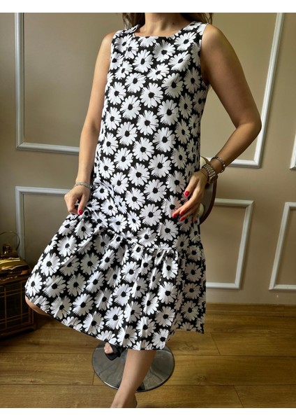 Beyaz Papatya Desen Elbise fırsatları