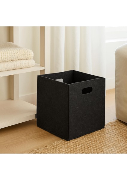 Siyah Çok Amaçlı Keçe Organizer Dolap Içi Düzenleyici Tekli Sepet // 30X30 cm