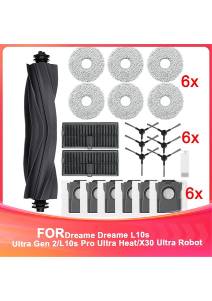 Dreame L10S Ultra Gen 2/L10S Pro Ultra HEAT/X30 Ultra Robot Süpürge Için Ana Fırça, Toz Torbası ve Silme Bezi Aksesuarları (Yurt Dışından)
