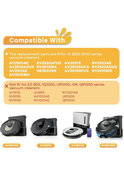Shark Aı AV2511AE AV2501S AV2610WA Robot Süpürge Için Yan Fırçalar Ön Motor Filtreleri Yedek Parçaları (Yurt Dışından) fırsatları