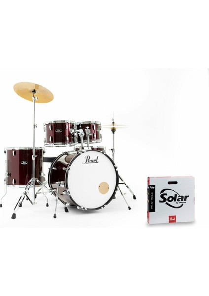 RS525SC/C91 Roadshow Şarap Kırmızısı 5 Parça (22B/10T/12T/16F/14S) Aksamlı ve Sabian Solar Zilli Akustik Davul Seti modelleri