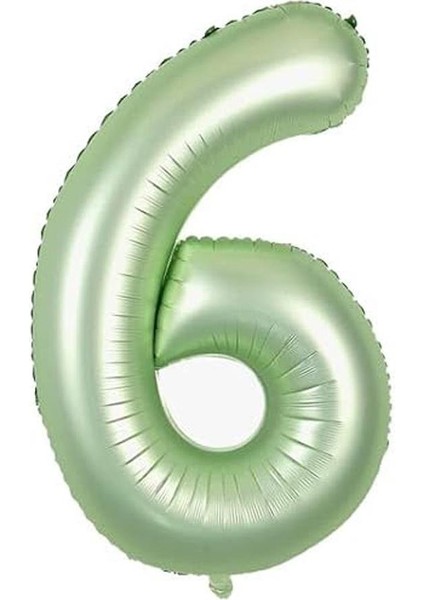 Rakam Folyo Balon 6 Rakamı Retro Adaçayı Yeşili 100 cm 40 Inc