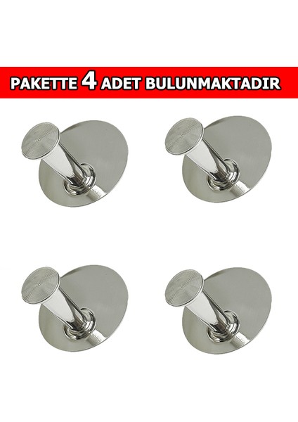 Askılık Yapışkanlı Thincal Yuvarlak Tekli Krom Rengi Pakette 4 Adet modelleri