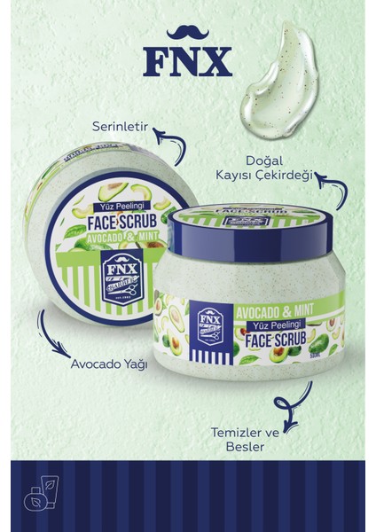 Fnx Barber Face Scrub Peeling Avakado Menthol 500 ML