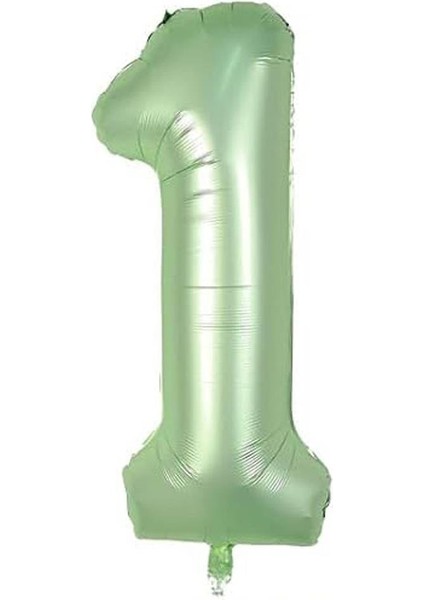 Rakam Folyo Balon 1 Rakamı Retro Adaçayı Yeşili 100 cm 40 Inc