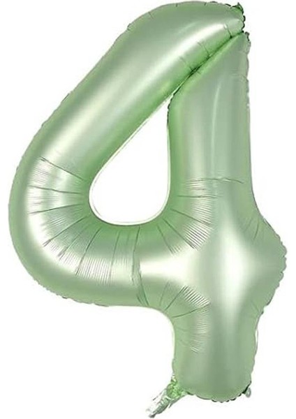 Rakam Folyo Balon 4 Rakamı Retro Adaçayı Yeşili 100 cm 40 Inc
