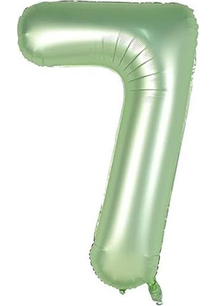 Rakam Folyo Balon 7 Rakamı Retro Adaçayı Yeşili 100 cm 40 Inc